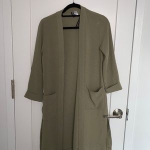 Olive long textured crepe top